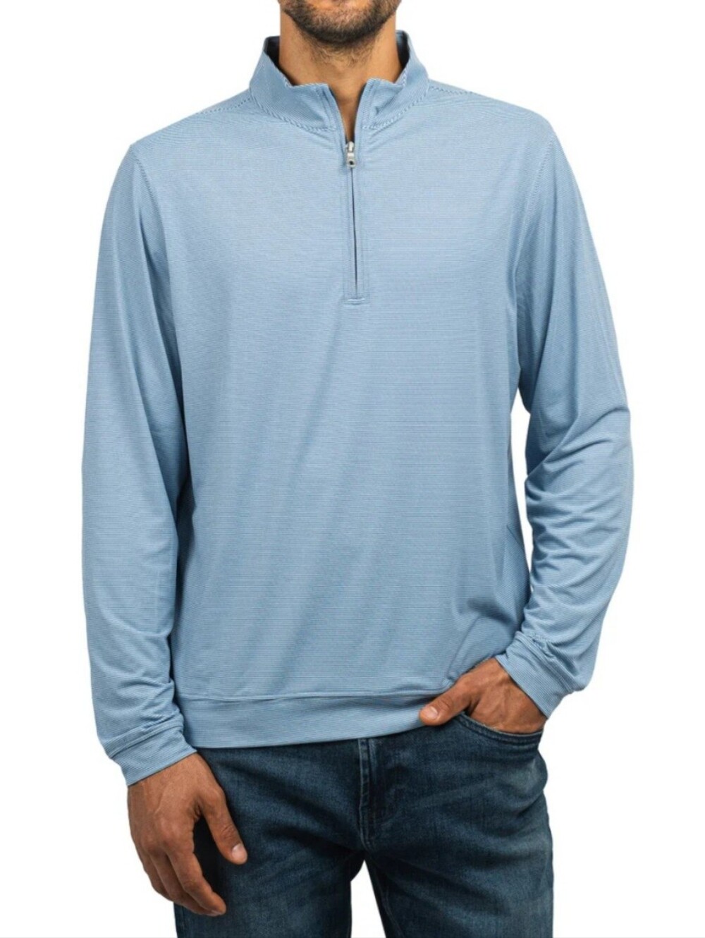 Scott Barber Men's Light Blue Half-Zip Pullover
